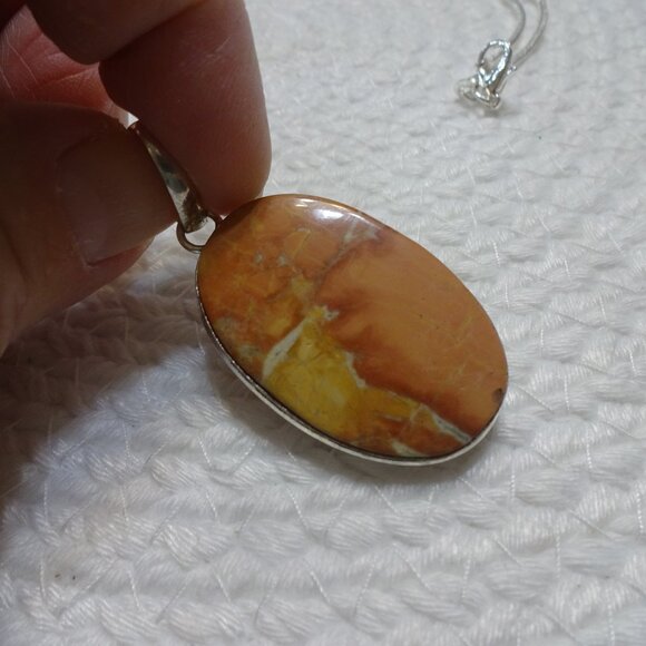 Natural MALIGANO JASPER Handmade Sterling 925 Pendant/Chain #798C - Picture 1 of 3